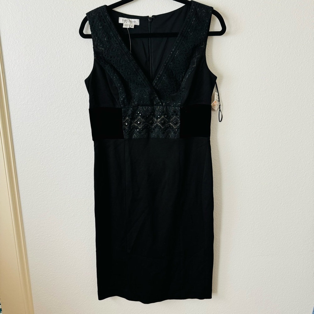 NWT Vintage 90s Kay Unger New York Black Embellished Cocktail Dress